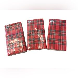 Michel Design Works Tartan Hostess Paper Napkins New In Plastic Set Of 3 Packs